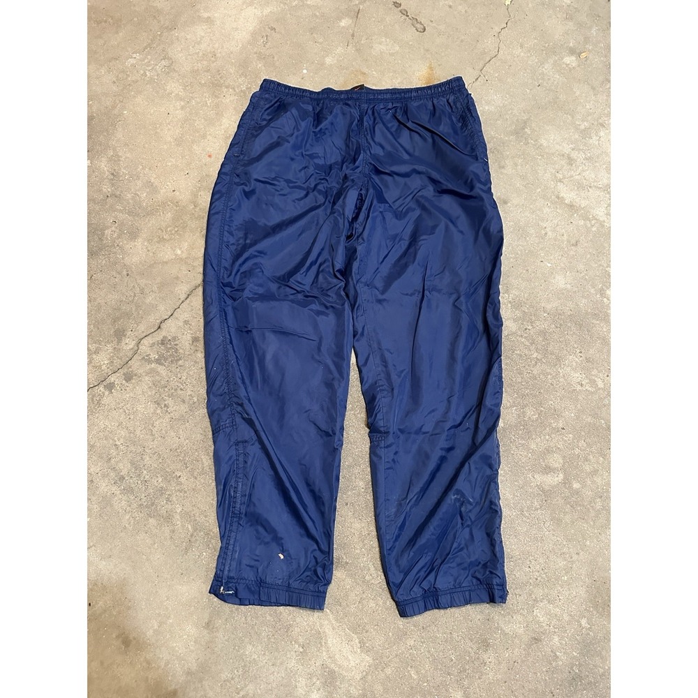 Vintage 90s Nike Blue Fleece Lined Nylon‎ Track Pants Baggy Ankle Zip Men's XXL